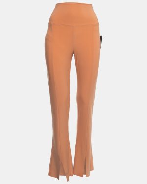 Norma Kamali Orange Stretch Knit High Waist Flared Hem Leggings L