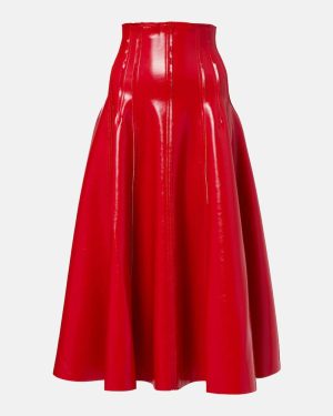 Norma Kamali Pleated faux leather midi skirt
