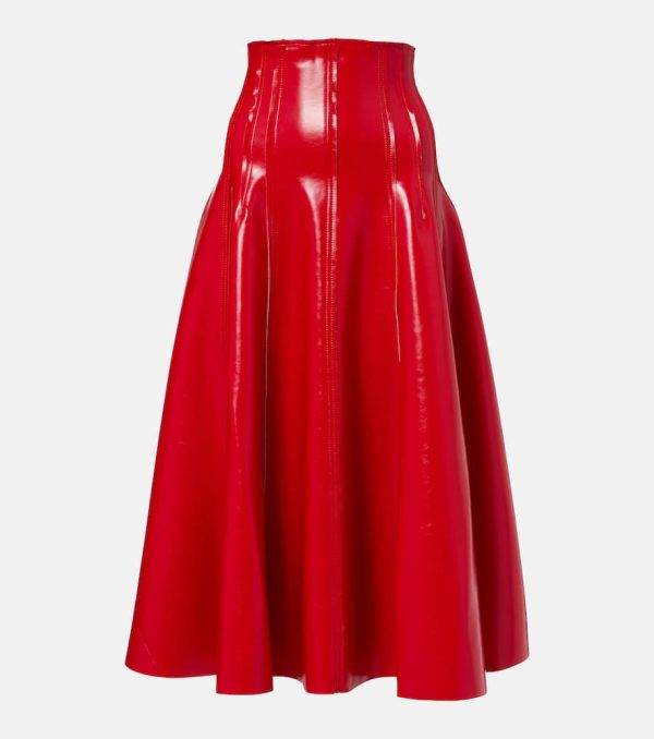 Norma Kamali Pleated faux leather midi skirt