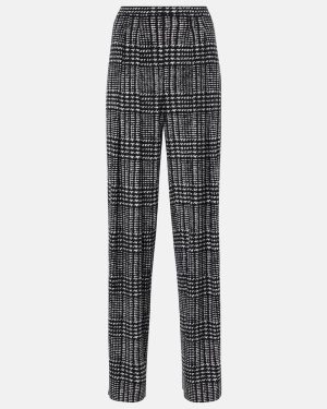 Norma Kamali Pleated plaid wide-leg pants