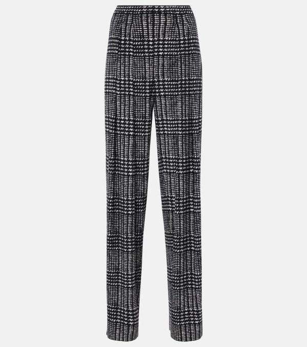 Norma Kamali Pleated plaid wide-leg pants