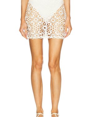 Norma Kamali Straight Mini Skirt in Cream - Cream. Size L (also in M, S).