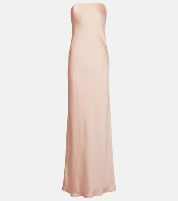 Norma Kamali Strapless crepe satin maxi dress