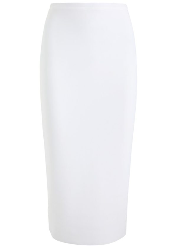 Norma Kamali Stretch-crepe Midi Pencil Skirt - White - XL (UK16 / XL)
