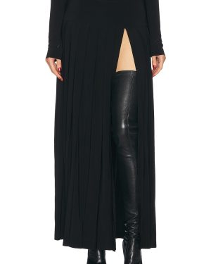 Norma Kamali for FWRD Pleated Long Skirt in Black - Black. Size L (also in S, XS).