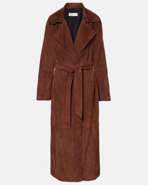 Nour Hammour Althea suede wrap coat