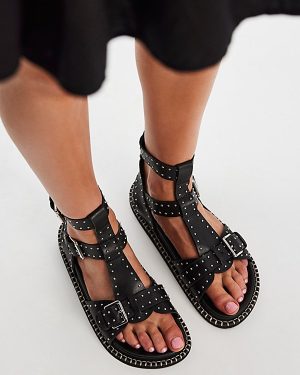 Nova Gladiator Sandals by Free People in Black, Size: US 7.5