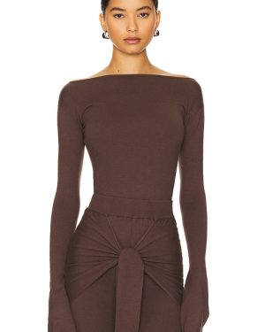 Nubyen Romy Knit Top in Chocolate. Size L, S, XL, XS.