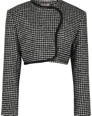 Nue Studio Houndstooth Cropped Wool-blend Blazer - Black And White - 10