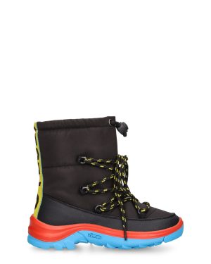 Nylon Lace-up Snow Boots