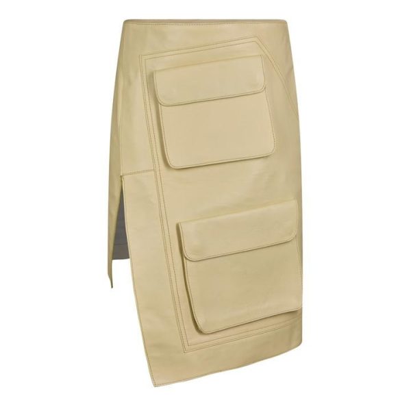 OFF WHITE A-Line Leather Skirt - Green