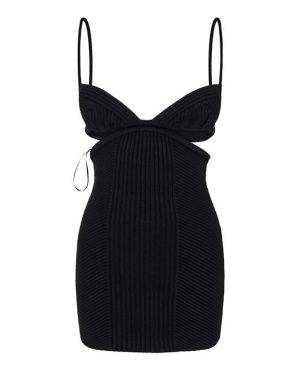 OFF WHITE Cut Out Rib Mini Dress - Black