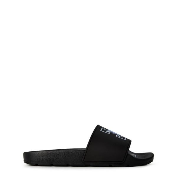 OFF WHITE Flower Sliders - Black