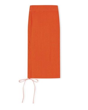 OFF WHITE Knitted Midi Skirt - Red