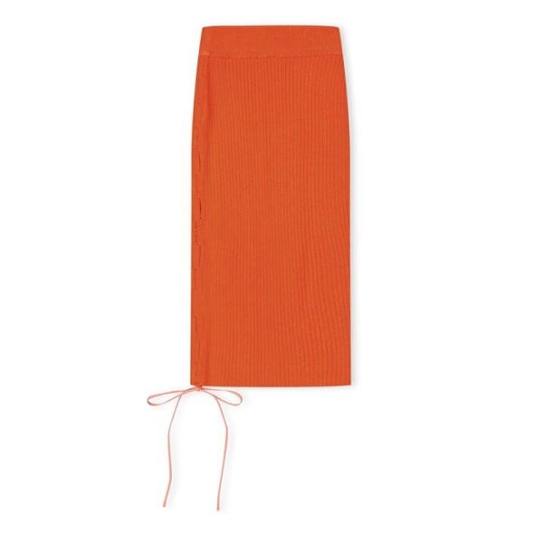 OFF WHITE Knitted Midi Skirt - Red