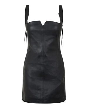 OFF WHITE Leather Mini Dress - Black