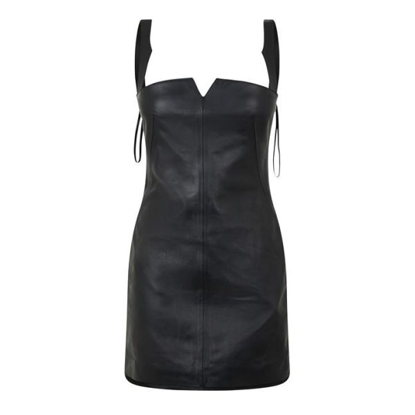 OFF WHITE Leather Mini Dress - Black