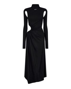 OFF WHITE Plisse Maxi Dress - Black