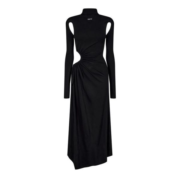 OFF WHITE Plisse Maxi Dress - Black