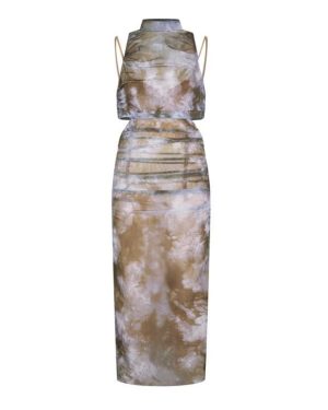 OFF WHITE Screen Printed Bodycon Dress - Purple