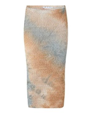 OFF WHITE Smocked Tie-Dye Pencil Skirt - Beige