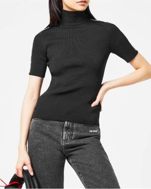 OFF WHITE Tape Knit Top - Black