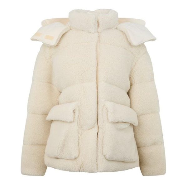 OFF WHITE Teddy Puffer Jacket - Cream