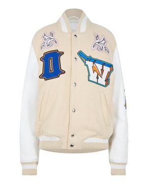 OFF WHITE Thunder Varsity Jacket - Beige