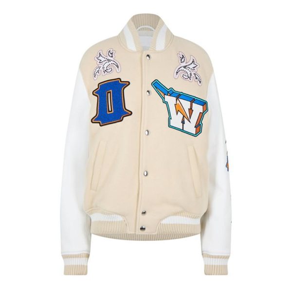 OFF WHITE Thunder Varsity Jacket - Beige