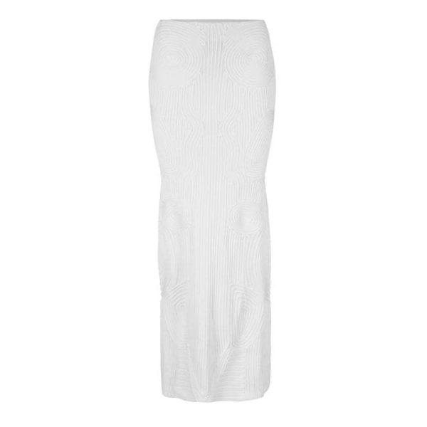 OFF WHITE Vortix Embroidered Knitted Maxi Skirt