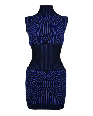 OFF WHITE Vortix Hole Knitted Mini Dress - Black