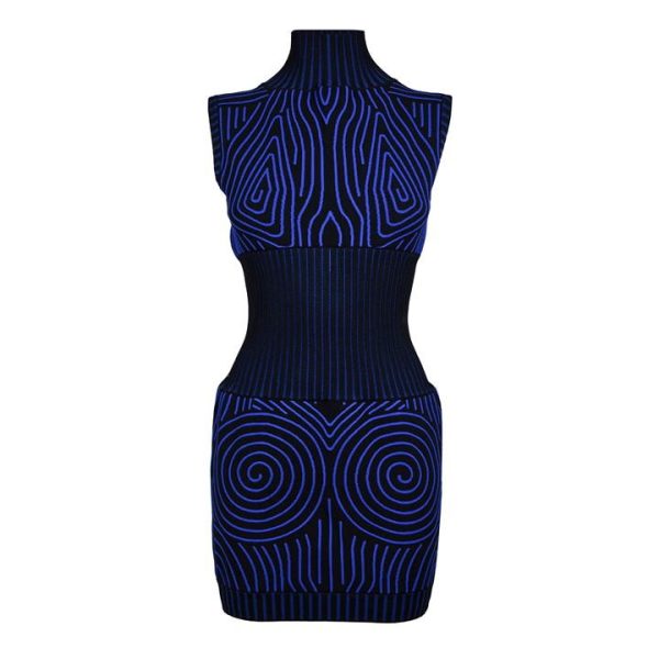 OFF WHITE Vortix Hole Knitted Mini Dress - Black