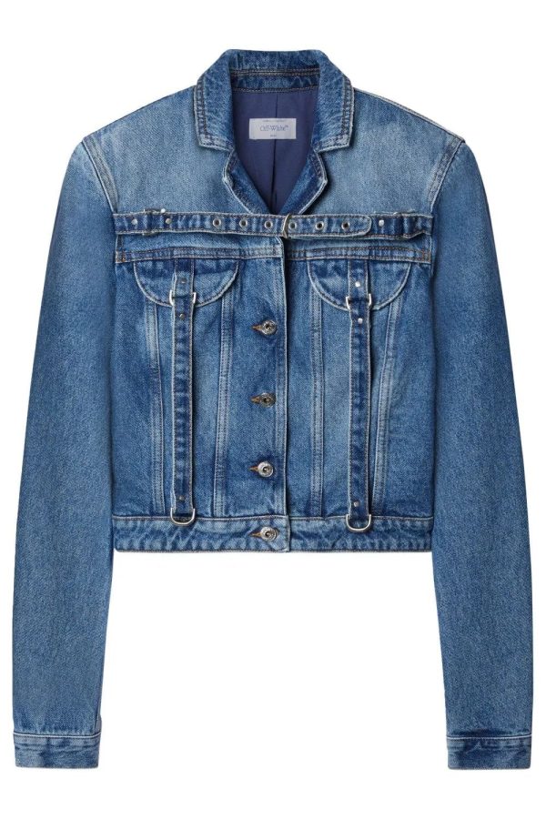 OFF WHITE WOMENS CARGO CROP JACKET Size: 42, colour: BLUE