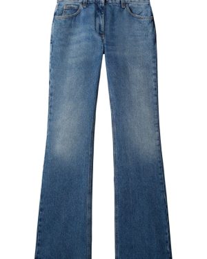 OFF WHITE WOMENS SLIM FLARED 5PKT PANT Size: 28, colour: BLUE
