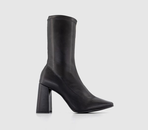 OFFICE Activate Heeled Sock Boots Black Faux Leather, 8