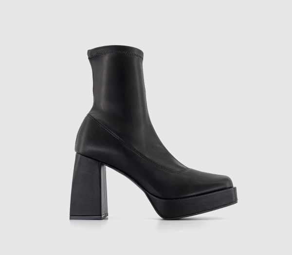 OFFICE Axe Platform Heeled Sock Boots Black, 8