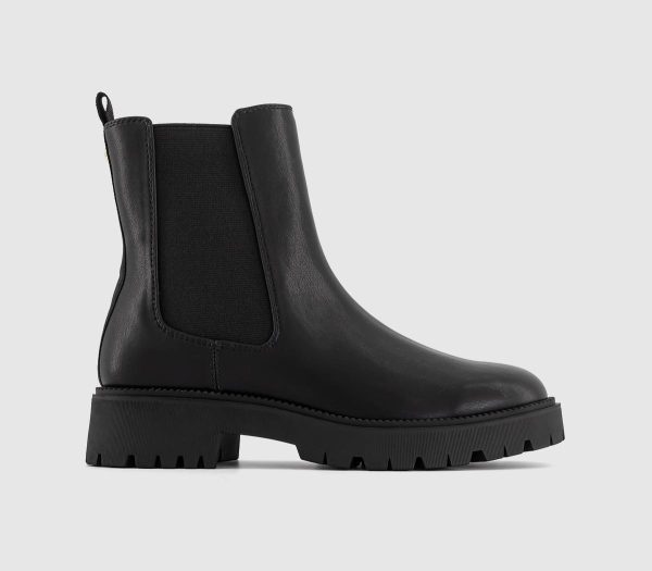 OFFICE Womens Agile Chunky Chelsea Boots Black PU, 3