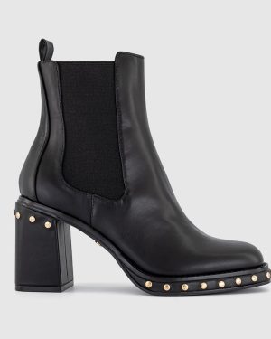 OFFICE Womens Alba Studded Platform Chelsea Boots Black, 6