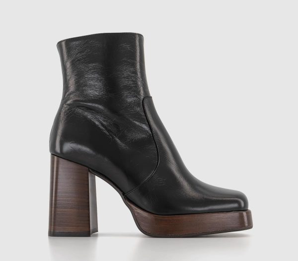 OFFICE Womens Arlo Heeled Platform Boots Black Leather, 6
