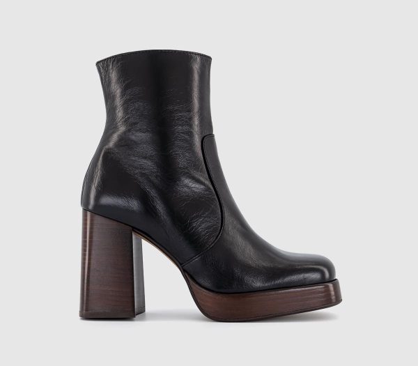OFFICE Womens Arlo Heeled Platform Boots Shiny Black Leather, 3