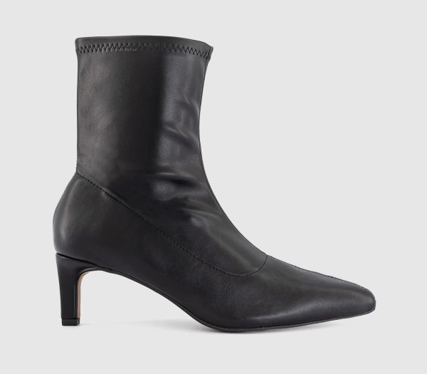 OFFICE Womens Ashton Heeled Sock Boots Black PU, 3