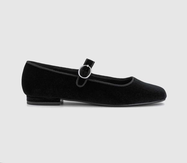OFFICE Womens Fanfare Single Strap Mary Jane Ballet Flats Black Velvet, 4