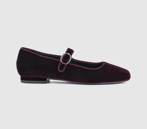 OFFICE Womens Fanfare Single Strap Mary Jane Ballet Flats Burgundy Velvet Red, 4