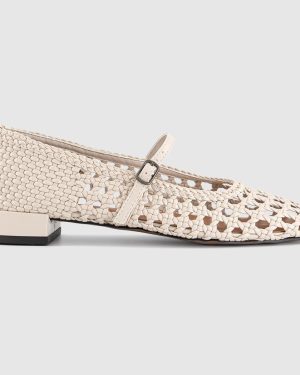 OFFICE Womens Fascinate Woven Two Strap Mary Janes Cream White, 4