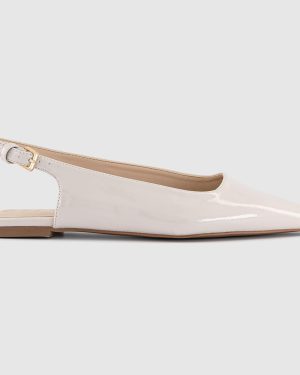 OFFICE Womens Fellow Patent Slingback Shoes Cream White, 3