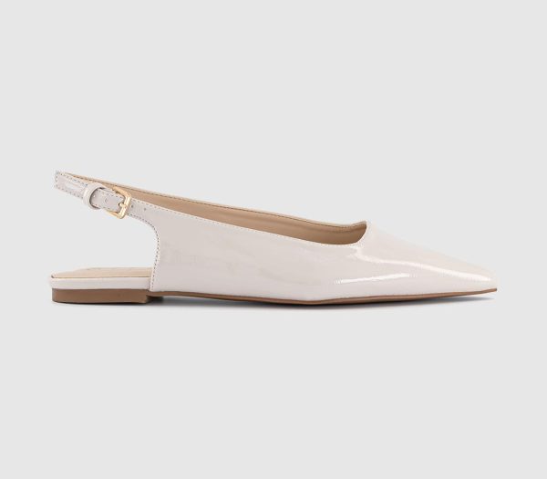 OFFICE Womens Fellow Patent Slingback Shoes Cream White, 3