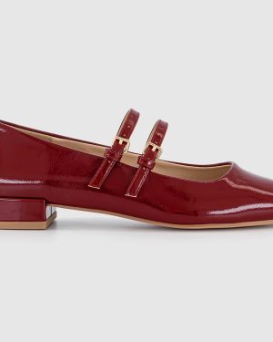 OFFICE Womens Frances Two Strap Mary Janes Red Patent, 3
