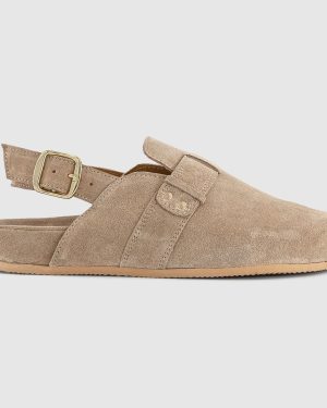 OFFICE Womens Fresco Slingback Clogs Taupe Suede Natural, 3