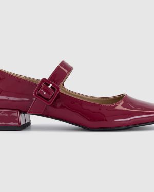 OFFICE Womens Fujio Patent Mary Janes Berry Red, 3