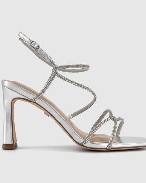 OFFICE Womens Hero Strappy Heeled Sandals Silver Embellished Multi, 3